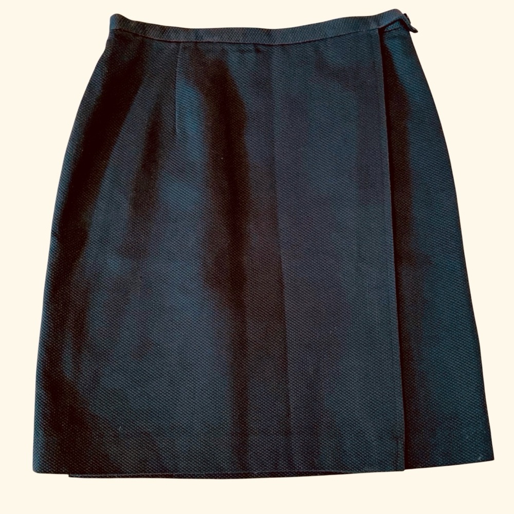 Vintage Enrico Fratelli Black 100% Cotton Pencil Wrap Skirt Side Zipper Size-8
